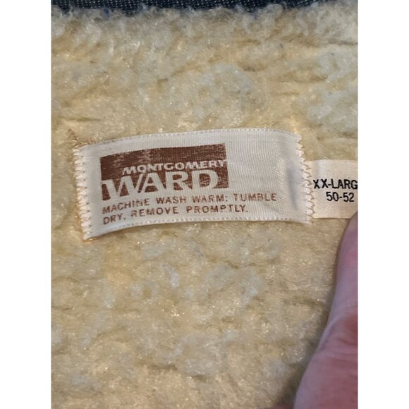 Montgomery Ward Vtg Men's Sherpa Lined Denim Jean Vest Rancher Hipster XX-Large - Picture 5 of 6